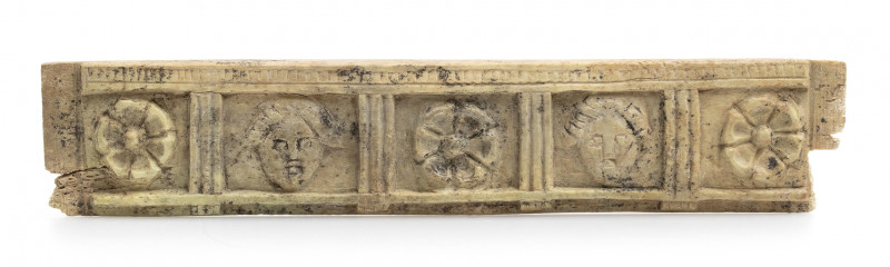 Roman bone applique, probably belonging of a little chest, with fronting female ...