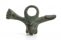 Roman bronze "fist and phallus" amulet with a manus fica; ca. 1st - 3rd centuries AD; length cm 5,3