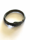 Roman bronze marriage ring with Dextrarum Iunctio, 3rd - 5th centuries AD; internal diameter cm 2