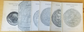 Monnaies et Medailles, Bale. Lot of 6 Auction Catalogues (33, 35, XXIV, XXV, XXVII, XVIII), 1962-1967. Softcover. Good condition, some cover damaged