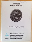 Schweizerischer Bankverein. Auktion 6. Antike Münzen. Zurich, 19 April 1980. Hardcover, 240 lots, 15 b/w plates, 3 colour plates. Good condition, cove...