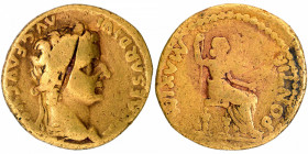 Gold Denarius Coin of Tiberius of Roman Empire.