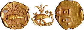 Gold Fanam Coin of Tirumalaraya of Aravidu Dynasty of Vijayanagara Empire.