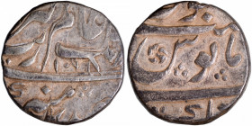 Silver Half Rupee Coin of Aurangzeb Alamgir of Ahmadnagar Mint.
