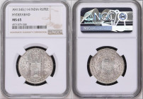 Silver One Rupee Coin of Mir Usman Ali Khan of Haiderabad Farkhanda Bunyad Mint of Hyderabad.