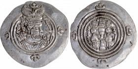 Silver Drachma Coin of Eastern Sistan of Arab Sassanian of Persia of Khusro type.
