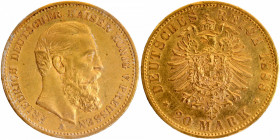 Gold Twenty Mark Coin of Friedrich III of Germany of 1888.
