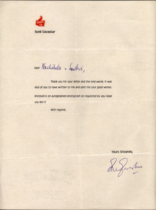 Cricket
Cricketer | Player
Autograph, Sunil Manohar Gavaskar, hand-signed lett...