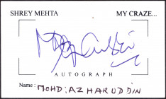 Autograph of Mohammad Azharuddin.