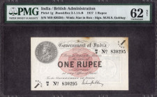 One Rupee Banknote of King George V Signed by M M S Gubbay of 1917 of Madras Circle.