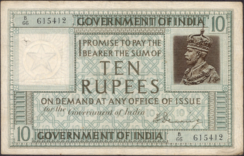 British INDIA Notes
British India, 1923, King George V, 10 Rupees, Signed by H....
