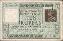 Ten Rupees Banknote of King George V Signed by H Denning of 1923.