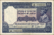 Ten Rupees Banknote of King George V Signed by J B Talyor of 1926.
