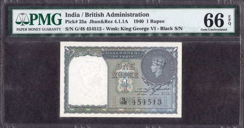 British INDIA Notes
Rupee 1
British India, 1944, King George VI, Signed by C.E...