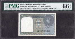 One Rupee Banknote of King George VI Signed by C E Jones of 1944.
