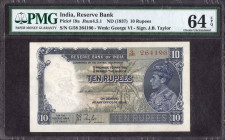 Ten Rupees Banknote of King George VI Signed by J B Taylor of 1938.