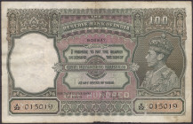 One Hundred Rupees Banknote of King George VI Signed by J B Taylor of 1938 of Bombay Circle.