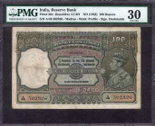 One Hundred Rupees Banknote of King George VI Signed by J B Taylor of 1938 of Madras Circle.