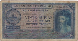 Vinte Rupias Banknote of Banco Nacional Ultramarino of Indo Portuguese of 1945.
