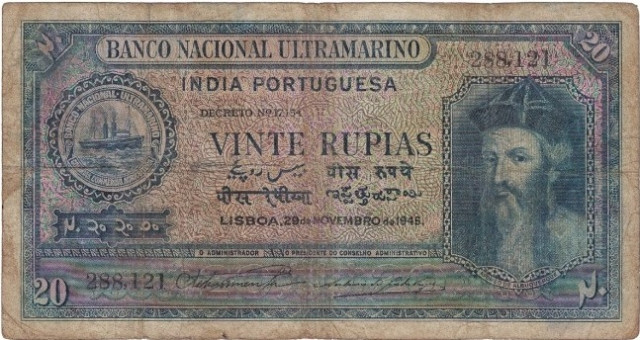 Portuguese India
Indo-Portuguese, 1945, 20 (Vinte) Rupias, Banco Nacional Ultra...