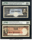 Australia Commonwealth of Australia Reserve Bank 5; 10 Pounds ND (1960-65); ND (1954-59) Pick 35a; 32 Two Examples PMG Choice Very Fine 35; Very Fine ...