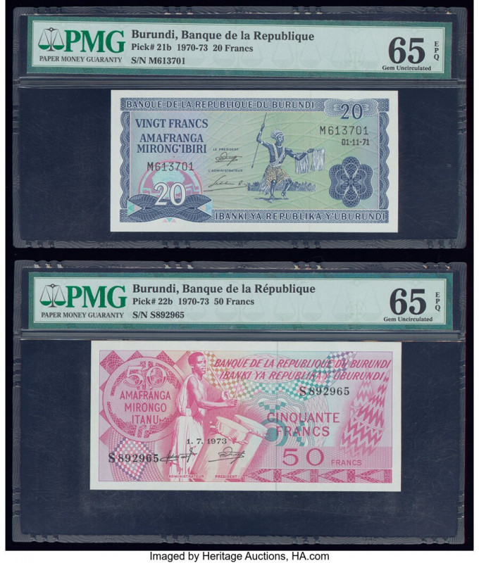 Burundi Banque de la Republique du Burundi 20; 50 Francs 1.11.1971; 1.7.1973 Pic...