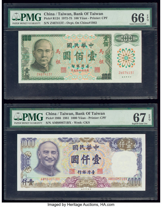 China Bank of Taiwan 1000; 100 Yuan 1981; 1972-75 Pick 1988; R124 Two Examples P...