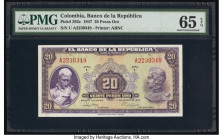 Colombia Banco de la Republica 20 Pesos Oro 7.8.1947 Pick 392c PMG Gem Uncirculated 65 EPQ. 

HID09801242017

© 2020 Heritage Auctions | All Rights Re...