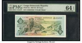 Congo Democratic Republic Banque Nationale du Congo 50 Francs ND (1961-62) Pick 5ct Color Trial PMG Choice Uncirculated 64 EPQ. 

HID09801242017

© 20...
