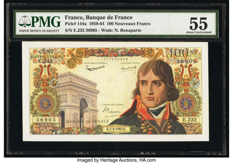 France Banque de France 100 Nouveaux Francs 7.3.1963 Pick 144a PMG About Uncircu...