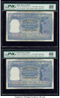 India Reserve Bank of India 100 Rupees ND (1950) Pick 41a Jhun6.7.1.1 Two Consecutive Examples PMG Extremely Fine 40 (2). Staple holes at issue and sp...