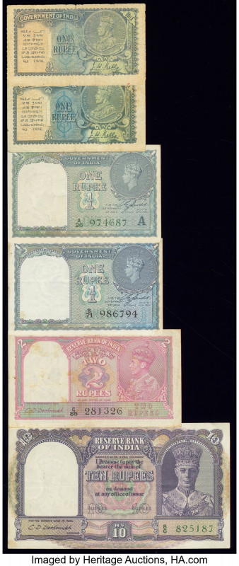 India Group Lot of 6 Examples Very Good-Very Fine. Staples holes present on a fe...