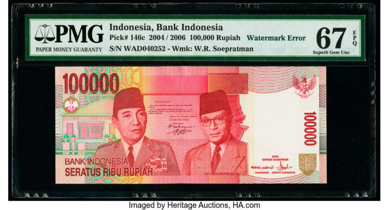 Watermark Error Indonesia Bank Indonesia 100,000 Rupiah 2004 / 2006 Pick 146c PM...