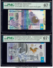 Kazakhstan Kazakhstan National Bank 10,000; 20,000 Tenge 2006; ND (2015) Pick 33a; 46 Two Examples Issued/Commemorative PMG Superb Gem Unc 67 EPQ (2)....