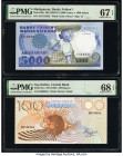 Madagascar Banky Foiben'I Madagasikara 5000 Francs = 1000 Ariary ND (1983-87) Pick 69a PMG Superb Gem Unc 67 EPQ; Seychelles Central Bank of Seychelle...