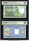 Madagascar Banky Foiben'I Madagasikara 10,000 Francs = 2000 Ariary ND (1988-94) Pick 74a PMG Choice Uncirculated 64 EPQ; Mauritania Banque Centrale de...