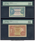Malaya Board of Commissioners of Currency 10; 20 Cents 1.7.1941 Pick 8; 9 Two Examples PMG Choice About Unc 58 EPQ; About uncirculated 55. 

HID098012...