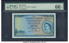 Mauritius Government of Mauritius 5 Rupees ND (1954) Pick 27 PMG Gem Uncirculated 66 EPQ. 

HID09801242017

© 2020 Heritage Auctions | All Rights Rese...