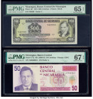 Nicaragua Banco Central 500;50 Cordobas 27.4.1972; ND (1990-91) Pick 127; 177a Two Examples PMG Gem Uncirculated 65 EPQ; Superb Gem Unc 67 EPQ. 

HID0...