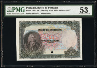 Portugal Banco de Portugal 5 Mil Reis ND (1906-10) Pick 104r Remainder PMG About Uncirculated 53. Piece added and one POC.

HID09801242017

© 2020 Her...