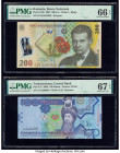 Romania Banca Nationala 200 Lei 2007 Pick 122b PMG Gem Uncirculated 66 EPQ; Turkmenistan Central Bank of Turkmenistan 100 Manat 2009 Pick 27 PMG Super...