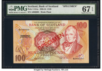 Scotland Bank of Scotland 100 Pounds 1990-94 Pick 118As Specimen PMG Superb Gem Unc 67 EPQ. Red Specimen overprints.

HID09801242017

© 2020 Heritage ...