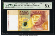Slovakia Slovak National Bank 5000 Korun 3.4.1995 Pick 29a* Replacement PMG Superb Gem Unc 67 EPQ. 

HID09801242017

© 2020 Heritage Auctions | All Ri...