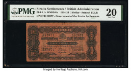 Straits Settlements Government of the Straits Settlements 1 Dollar 10.7.1916 Pick 1c KNB3d-h PMG Very Fine 20. Minor repair.

HID09801242017

© 2020 H...