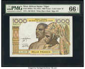 West African States Banque Centrale des Etats de L'Afrique de L'Ouest - Niger 1000 Francs ND (1959-65) Pick 603Hn PMG Gem Uncirculated 66 EPQ. 

HID09...