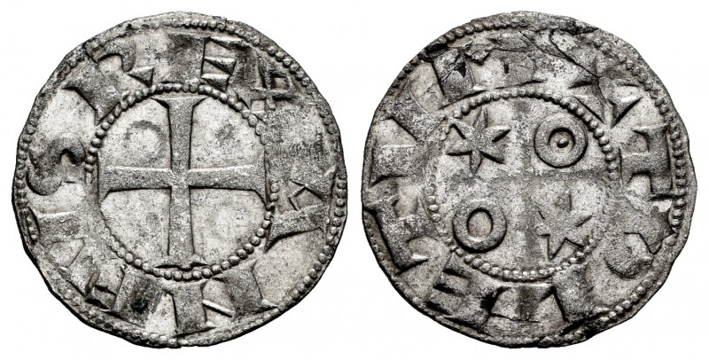Kingdom of Castille and Leon. Alfonso VI (1073-1109). Dinero. Toledo. (Cal-9.1)....