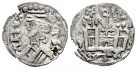 Kingdom of Castille and Leon. Alfonso VIII (1158-1214). Dinero. Leon. (Bautista-318). Ve. 0,44 g. Star-shaped roundel and L above the castle. Scarce. ...