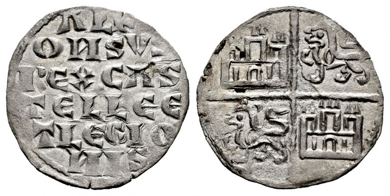 Kingdom of Castille and Leon. Alfonso X (1252-1284). "Dinero de seis lineas". No...