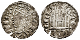 Kingdom of Castille and Leon. Sancho IV (1284-1295). Cornado. Coruña. (Bautista-428). Ve. 0,74 g. With star and scallop on both sides of the cross. Pl...