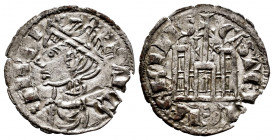 Kingdom of Castille and Leon. Sancho IV (1284-1295). Cornado. Leon. (Bautista-430). Ve. 0,70 g. L and star on the sides of the central cross. Thin cra...